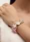 Pink And Gold Beaded Bracelet With Kundan Work In Mix Metal