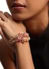 Pink And Gold Handcrafted Bracelet In Mix Metal
