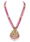 Pink And Gold Kundan Mix Metal Long Necklace Set
