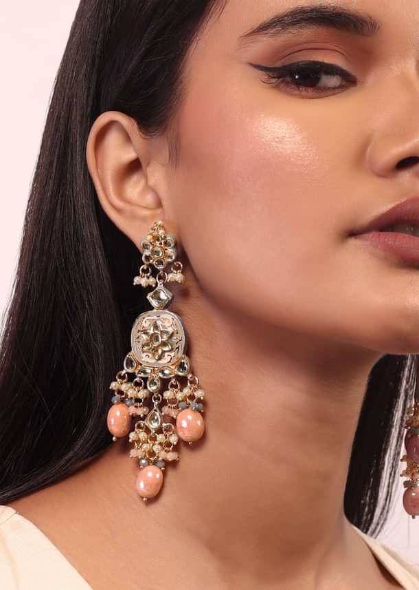 Pink And Gold Meenakari Choker Necklace Set With Beads Pink And Gold Meenakari Choker Necklace Set With Beads