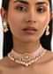 Pink And Gold Pachi Kundan Mixed Metal Necklace Set