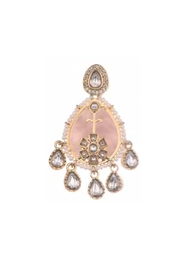 Pink And Gold Uncut Polki Short Necklace Set