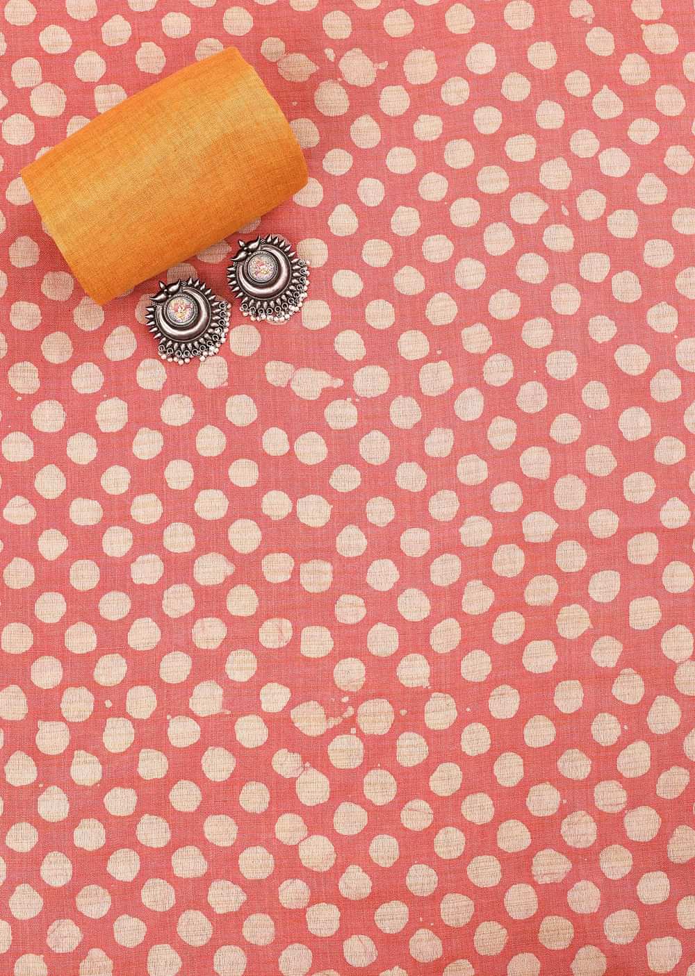 Pink And Orange Batik Printed Unstitched Salwar Suit