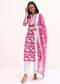 Pink And White Printed Kurta Set With Dupatta