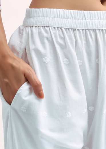 Pink And White Printed Kurta Set With Dupatta