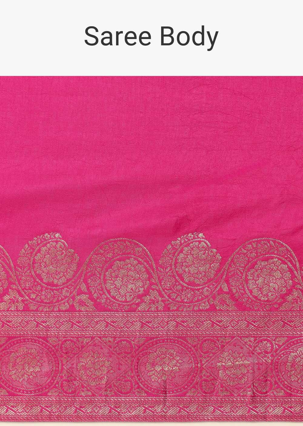 Pink Banarasi Dola Silk Saree With Woven Floral Detail And Unstitched Blouse Piece