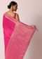 Pink Banarasi Silk Handloom Saree With Gold Zari Weave And Unstitched Blouse Piece
