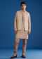 Peach Banarasi Kurta Set With Salli And Katsana Jacket