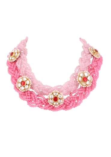 Pink Bead Plaited Necklace Pink Bead Plaited Necklace