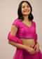 Pink Blouse In Raw Silk With Cap Sleeves And Cut Dana Embroidery