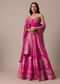 Pink Brocade Lehenga Set With Hand Embroidery