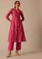 Pink Chanderi Floral Print Flared Kurta Set