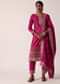 Pink Chanderi Pant Set With Embroidered Kurta