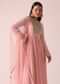 Pink Chiffon Anarkali And Dupatta With Mirror Work