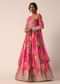 Pink Chiffon Anarkali Set With Embroidered Detail