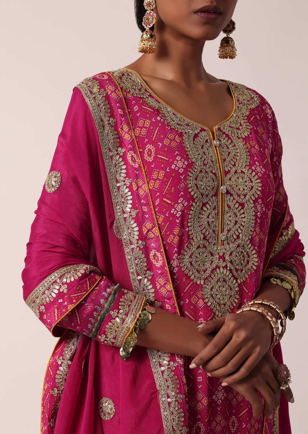 Pink Chiffon Printed Palazzo Set With Sequin