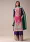Pink Color Block Pallazo Set In Chinon