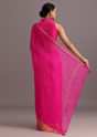 Pink Cotton Kota Leheriya Zari Work Woven Saree With Unstitched Blouse