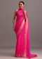 Pink Cotton Kota Leheriya Zari Work Woven Saree With Unstitched Blouse