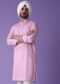 Pink Cotton Silk Kurta With Printed Buttis
