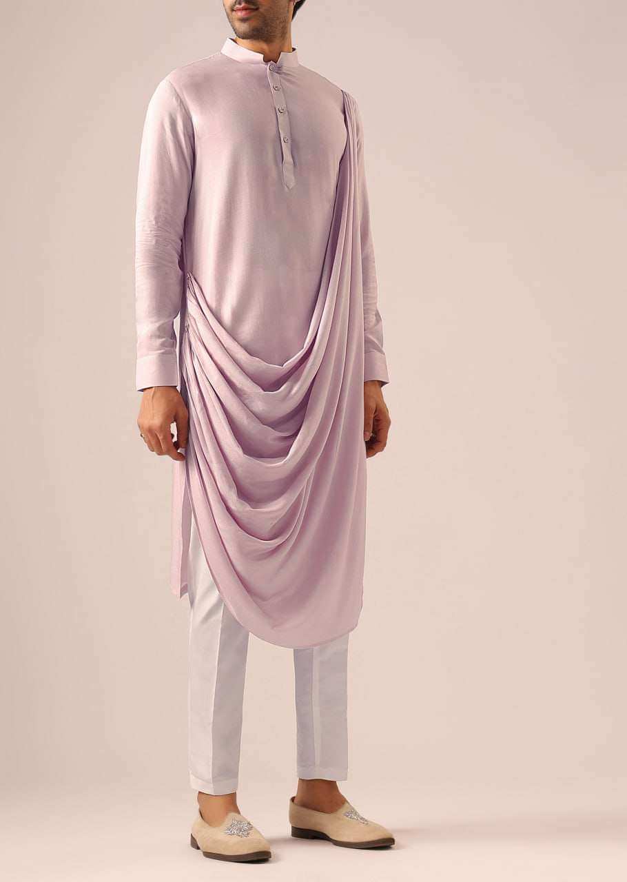 Pink Cowl Kurta And Jacket Set with Cutwork Detail
