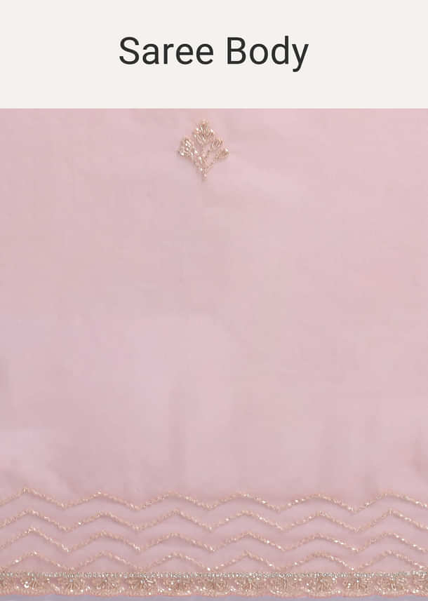 Pink Cutdana Embroidered Organza Saree With Unstitched Blouse Pink Cutdana Embroidered Organza Saree With Unstitched Blouse