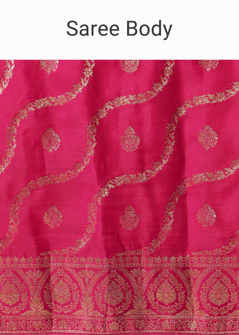 Pink Dola Silk Saree With Gold Zari Weave Butti Detail And Unstitched Blouse Piece