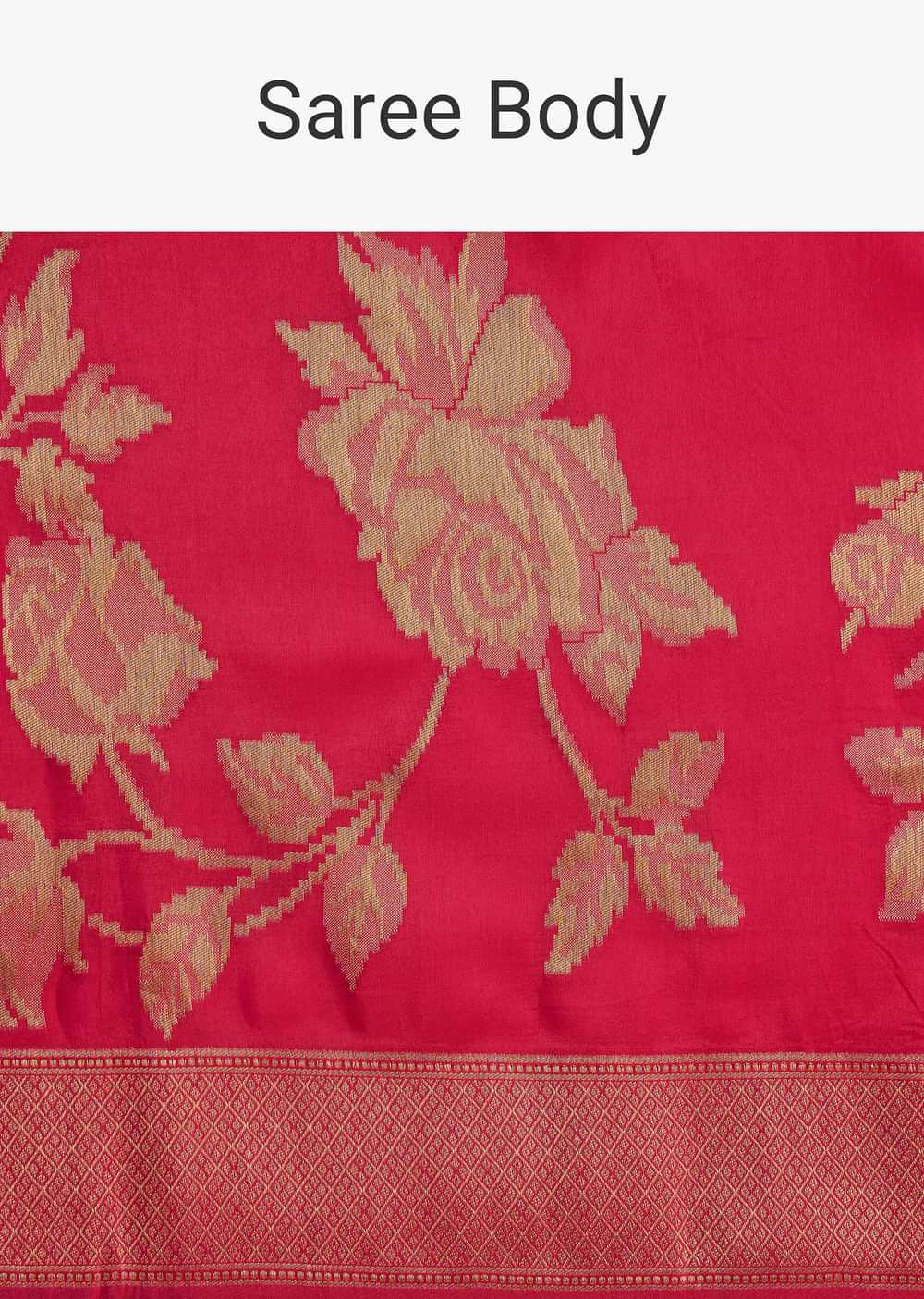 Fusia Pink Dola Silk Saree With Woven Floral Motifs