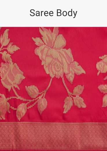 Fusia Pink Dola Silk Saree With Woven Floral Motifs