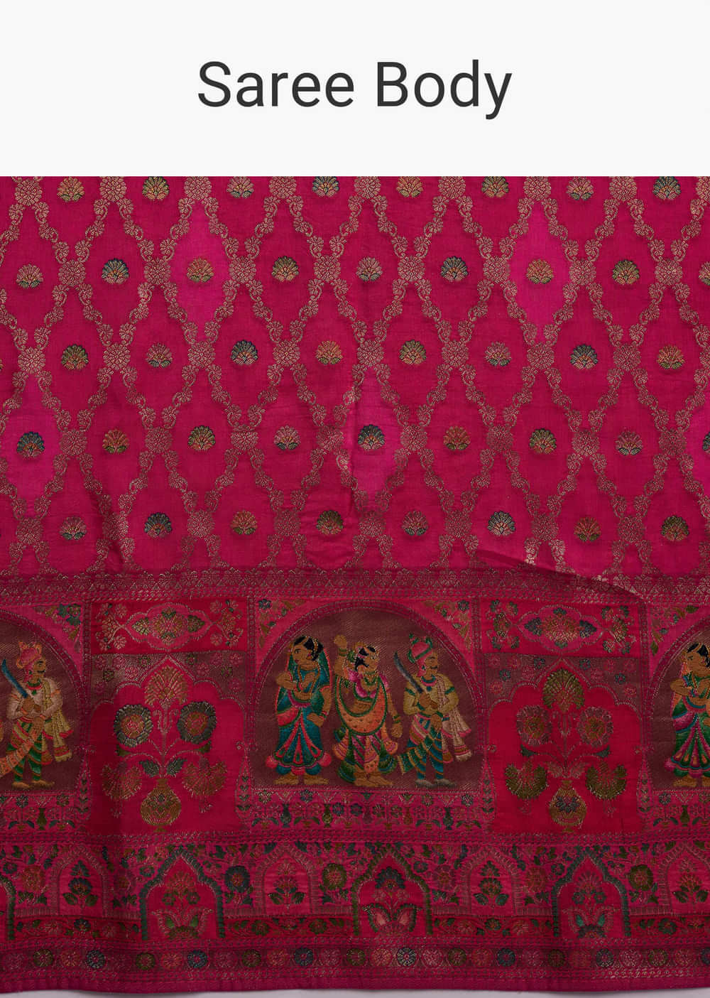 Pink Dola Silk Woven Saree With Delicate Hand Embroidery