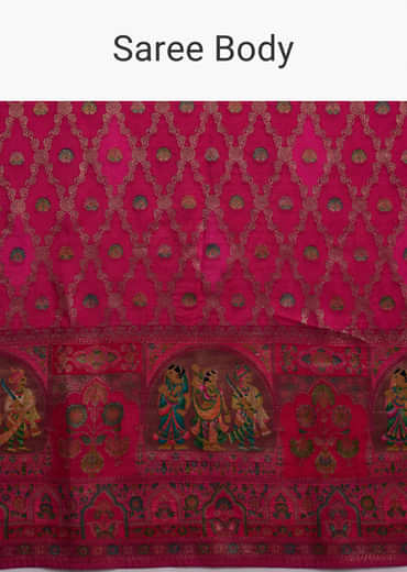 Pink Dola Silk Woven Saree With Delicate Hand Embroidery Pink Dola Silk Woven Saree With Delicate Hand Embroidery