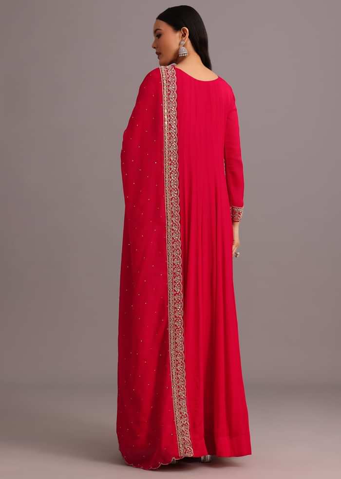Pink Embroidered Anarkali Suit With Dupatta