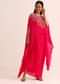 Pink Embroidered Chiffon Skirt And Cape