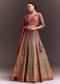 Pink Embroidered Lehenga Set With Net dupatta