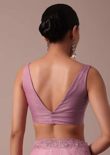 Pink Embroidered Organza Saree With Unstitched Blouse