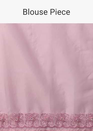 Pink Embroidered Organza Saree With Unstitched Blouse
