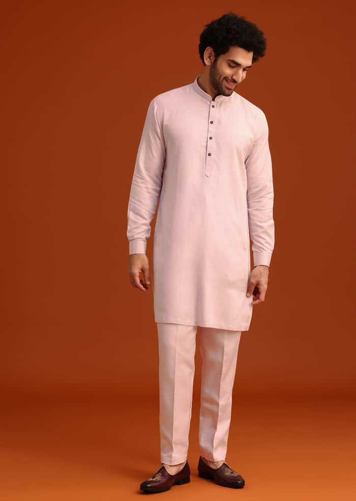 Pink Floral Embroidered Kurta Jacket Set