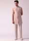 Pink Foil Print Jacquard Indowestern Set