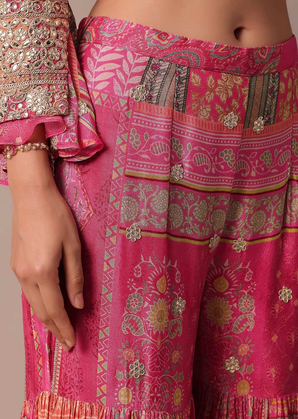 Pink Fusion Sharara Set With Peplum Top