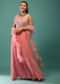 Pink Georgette Jumpsuit With Mirror Work And Ruffle Dupatta