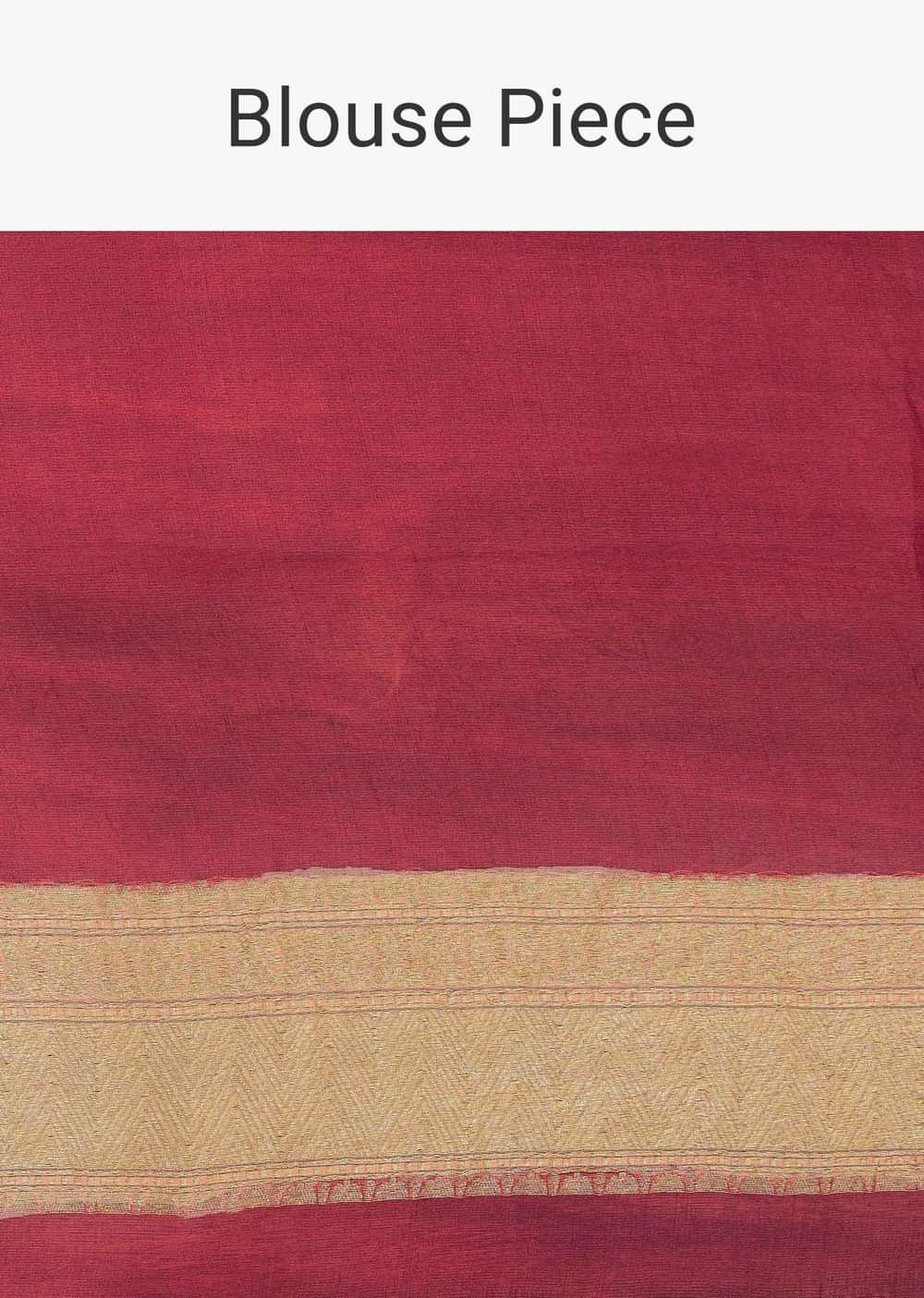 Pink Georgette Zari Rangkat Weave Saree In Georgette With Unstitched Blouse