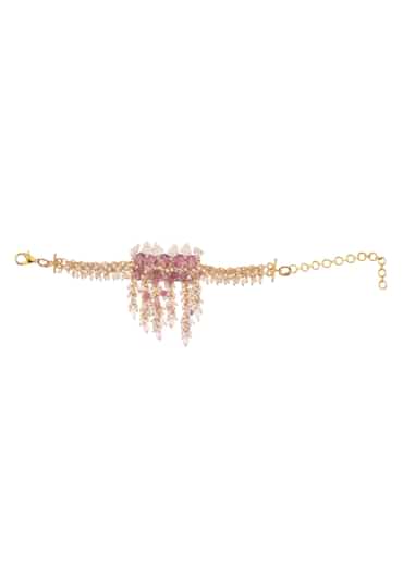 Pink Handcrafted Bracelet In Mix Metal