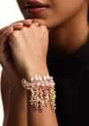 Pink Handcrafted Bracelet In Mix Metal