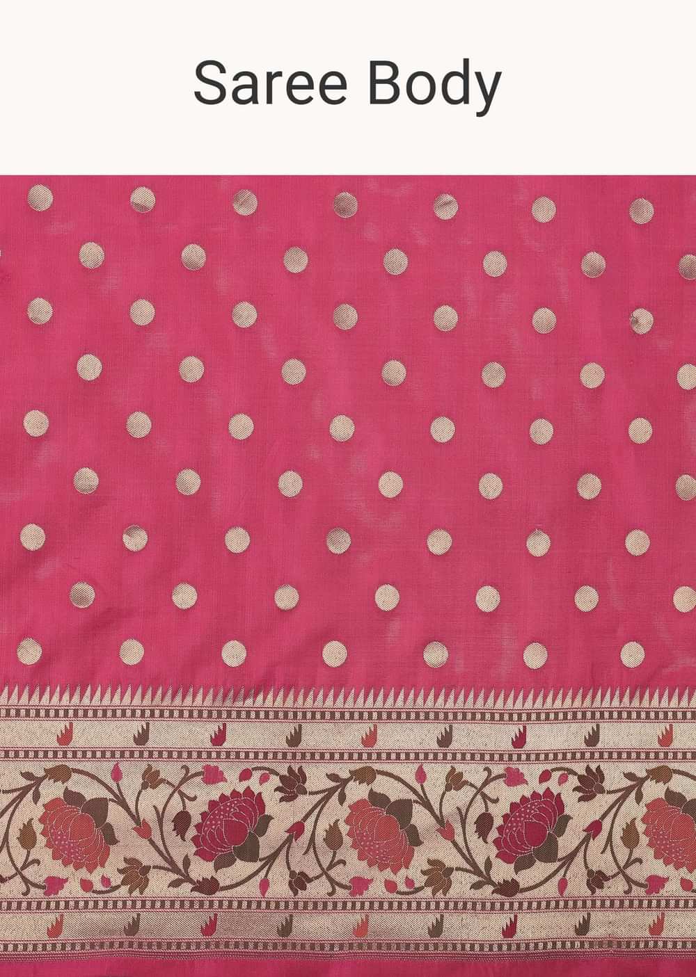 Pink Handloom Banarasi Paithani Saree In Katan Silk With Unstitched Blouse