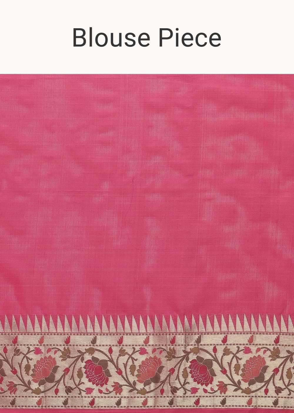 Pink Handloom Banarasi Paithani Saree In Katan Silk With Unstitched Blouse