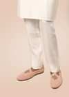 Pink Juttis In Suede With Zari Embroidered Motif