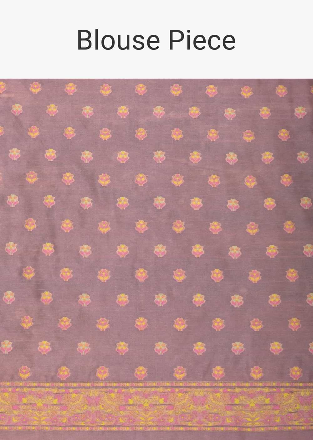 Pink Kashmiri Saree in Silk With Unstitched Blouse Piece