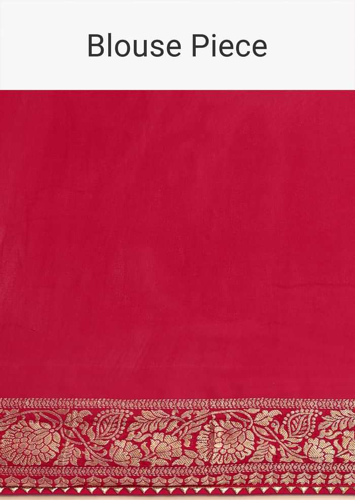 Pink Khaddi Georgette Saree With Gotta Patti Border And Unstitched Blouse
