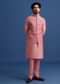 Pink Kurta Jacket Set With Dori Work And Stone Embroidery