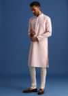 Pink Kurta Set With Foil Printed Motifs
